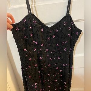 Vintage 80s/90s Silk Beaded Floral Dress